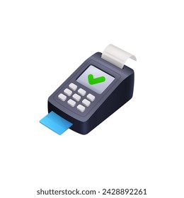 Máquina de pago vectorial y tarjeta de crédito. El terminal POS confirma el pago mediante tarjeta de crédito de débito, factura. Concepto de pagos NFC
