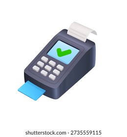 Vector payment machine and credit card. POS terminal confirms the payment by debit credit card, invoce. wallet,Credit Card