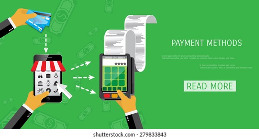 Vector payment methods concept illustration. E-commerce and internet banking.