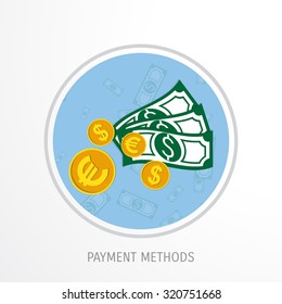 Vector payment methods concept illustration. E-commerce and internet banking.