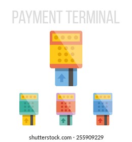 Vector payment terminal icons set. Isolated on white background.