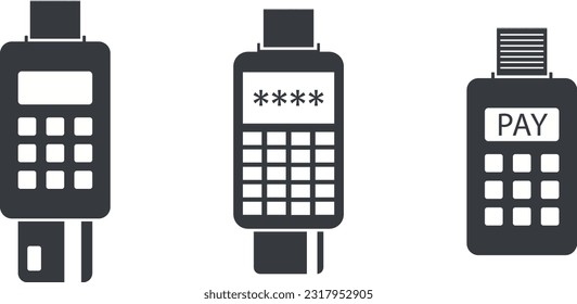 Vector payment terminal magnetic stripe reading line icon ilustration.