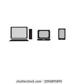 Vector PC desktop laptop and mobile phone or responsive web development icons