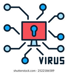 Vector PC Virus - Computer protection concept colored icon or symbol