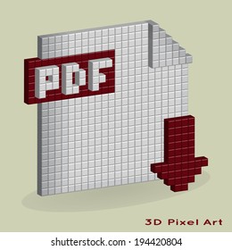 Vector pdf download button. Pixel art