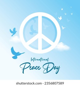 vector peace day background with doves and world

