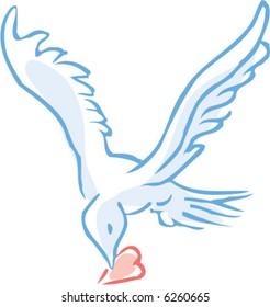 vector peace dove holding a heart in its beak