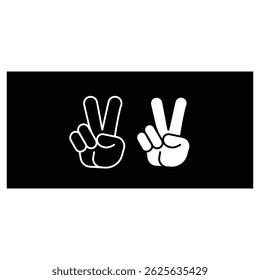 Vector peace hand symbol. Black on white icon