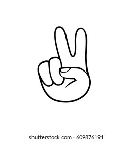 Vector Peace Hand Symbol Black On Stock Vector (Royalty Free) 609876191 ...