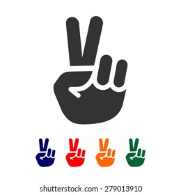 Vector Peace Sign - Hand Showing Two Fingers - Logo Design Template