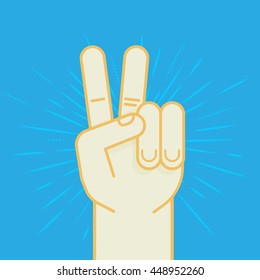 Vector peace sign - hand showing two fingers