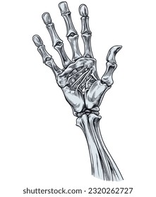 Vector peace sign skeleton hand illustration