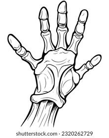 Vector peace sign skeleton hand illustration