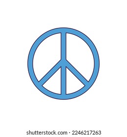 Vector Peace Sign with Stoke on White Background. Freedom. Hippie Trendy Aesthetic Design, Geometric. Retro Style 70s, 80s.