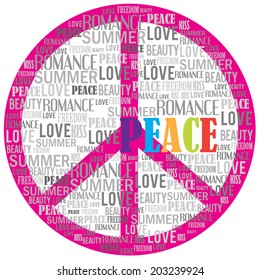 vector peace sign of words