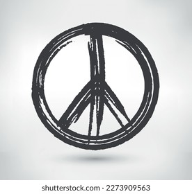 Vector Peace Sign.Grunge Pacifist Symbol.