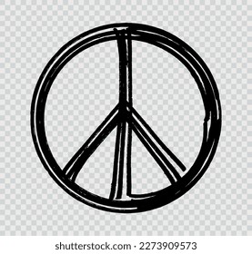 Vector Peace Sign.Grunge Pacifist Symbol.