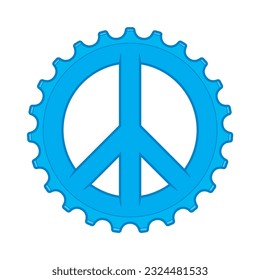 Vector peace symbol in bicycle style, Chainring. Isolated on white background.