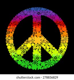 vector peace symbol made from flowers