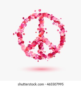 Vector peace symbol of pink petals