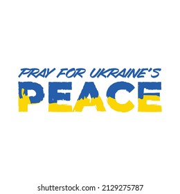 Vector peace typography design. Pray for Ukraine.