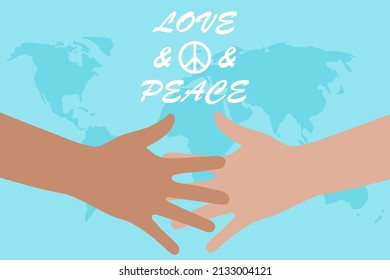 Vector of peace without war. Illustration for the World Peace Day. Two hands reach out to each other