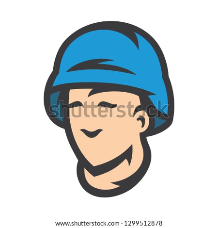 Vector Peacemaker in blue helmet Cartoon Illustration.
