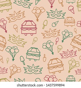 Vector peach carnival elements seamless pattern background