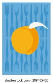 Vector of peach. Clean Eating Concept.