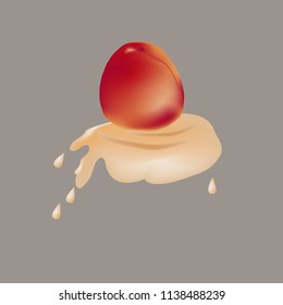 vector of peach with juice splash