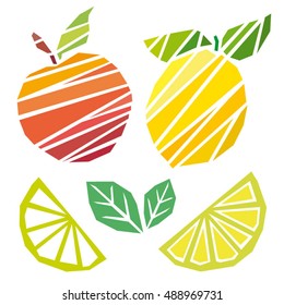 Vector peach and lemon geometric illustration