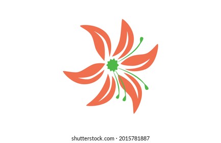 A vector of a peach lily with a green pistil isolated against a white background.