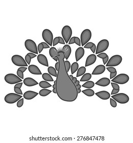 Vector Peacock Bird Silhouette Isolated on White Background.