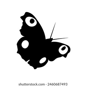 vector peacock butterfly (Aglais io) silhouette isolated on white background