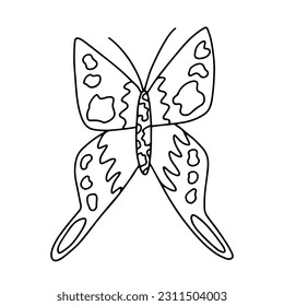 Vector peacock butterfly coloring page. Hand drawn butterfly sketch on white background