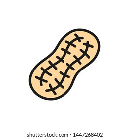 Vector peanut flat color icon.