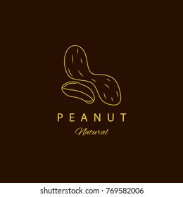 Vector Peanut logo design templates and emblem. Beauty and cosmetic oil logotype with peanut.  Natural peanut. Logo in linear style