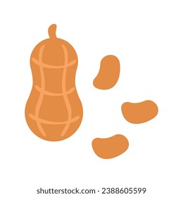 Vector peanut vegetable cartoon illustration.