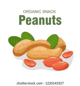 Vector peanuts in cartoon style for template label, packaging snackand emblem farmer market design.