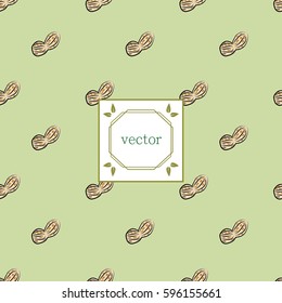 Vector of peanuts design templates, seamless patterns and frames with copy space for text for wallpaper, wrapping paper, notebook cover and peanuts taste food - modern ornaments