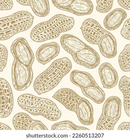Vector peanuts hand-drawn pattern seamless pattern or background