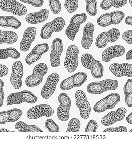 Vector peanuts hand-drawn pattern seamless pattern or background
