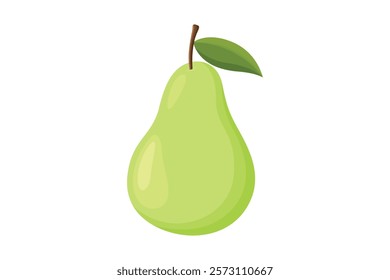 Vector pear in cartoon style. Green Pear Illustration Isolated on White Background