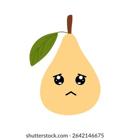 vector Pear character with smiling face, sad, cry and variant different expression face.