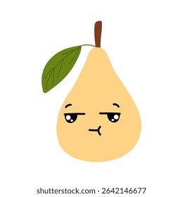 vector Pear character with smiling face, sad, cry and variant different expression face.