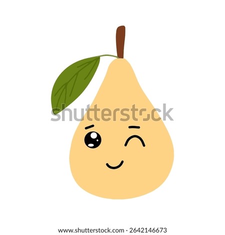 vector Pear character with smiling face, sad, cry and variant different expression face.