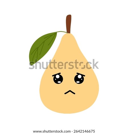 vector Pear character with smiling face, sad, cry and variant different expression face.