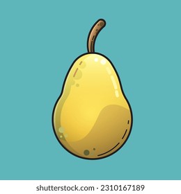 Vector Pear Fruit Illustration, Pear icon vector illustration, pear fruit icon isolated background. Cartoon flat design