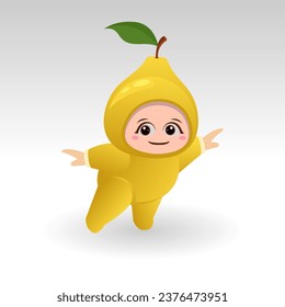 Vektor Pear Frucht kawaii Zeichentrickfigur Vektorgrafik lustige Birnussfrucht kawaii Illustration