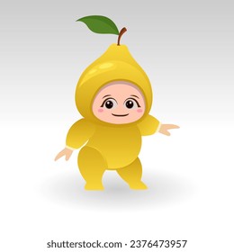 Vector Pear fruit kawaii cartoon character vector funny Pear fruit kawaii illustration
